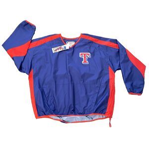 TEXAS RANGERS MLB Majestic Pullover Windbreaker Pockets Embroidered Logo Sz 2XL